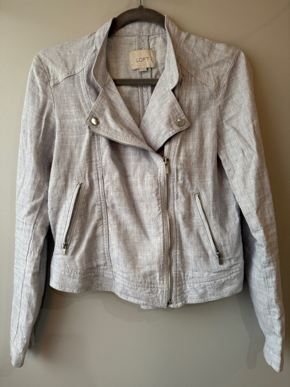 LOFT linen cotton blend Moto-Style Blazer Jacket  size xs